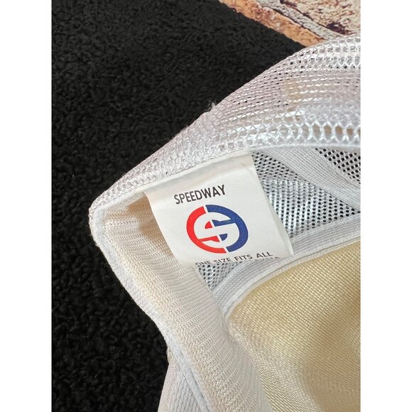 Vintage Speedway White Mesh Snapback Trucker Hat With Ship Graphic O1 - Picture 4 of 4